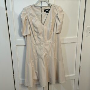 Off White / Ecru Faux Leather DKNY Dress